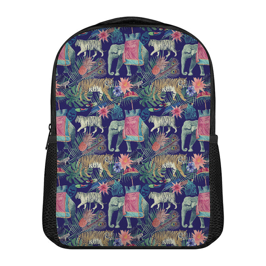 Asian Elephant And Tiger Print Casual Backpack