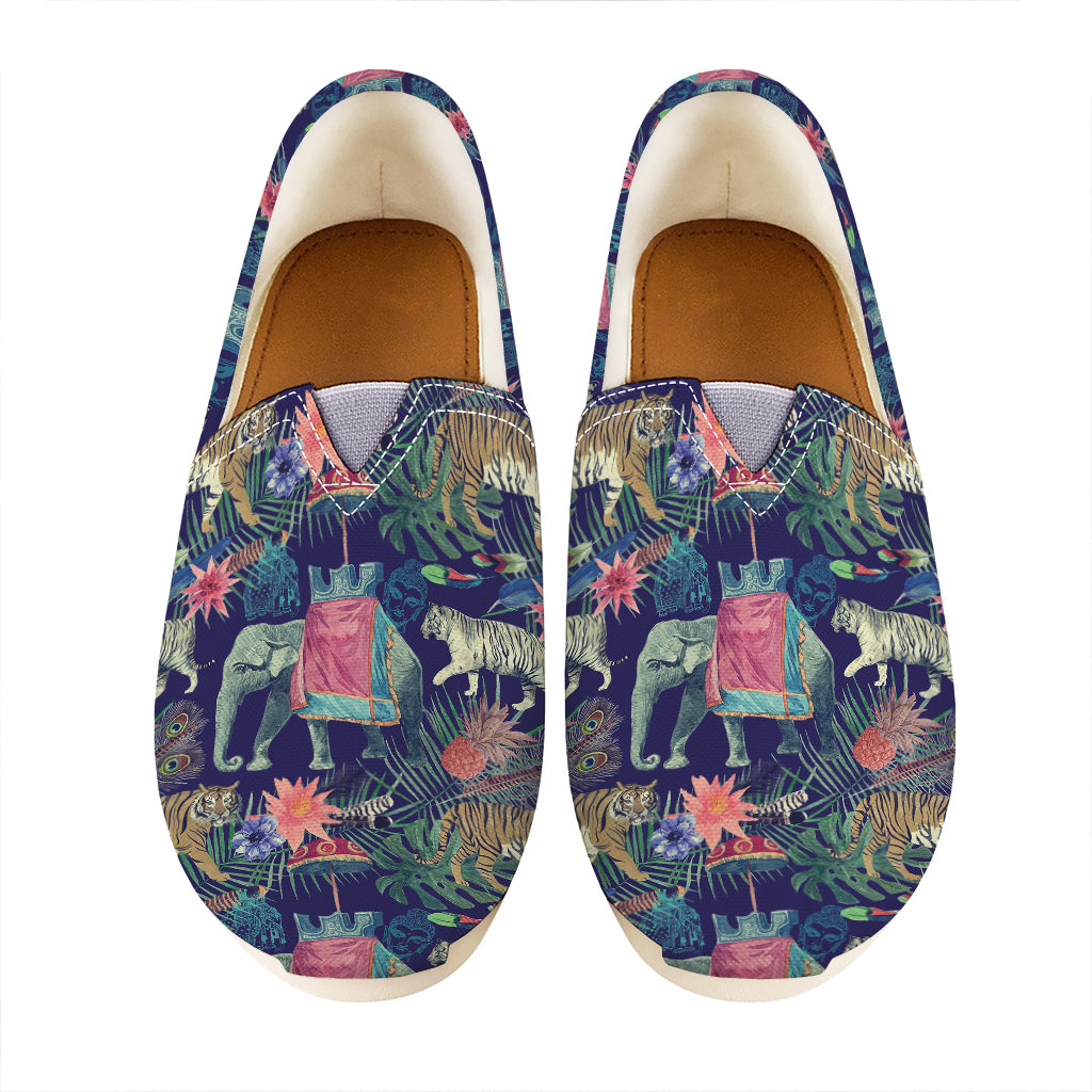 Asian Elephant And Tiger Print Casual Shoes