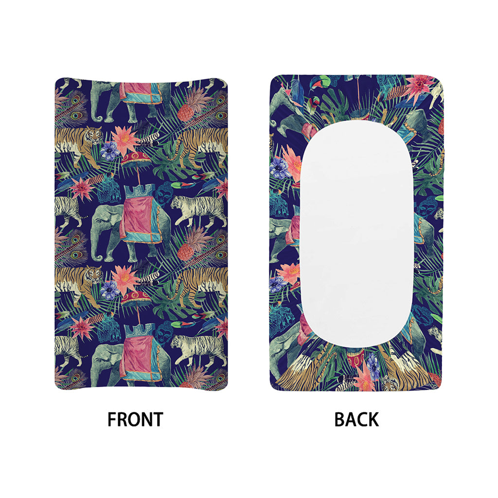 Asian Elephant And Tiger Print Changing Pad Cover