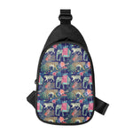 Asian Elephant And Tiger Print Chest Bag