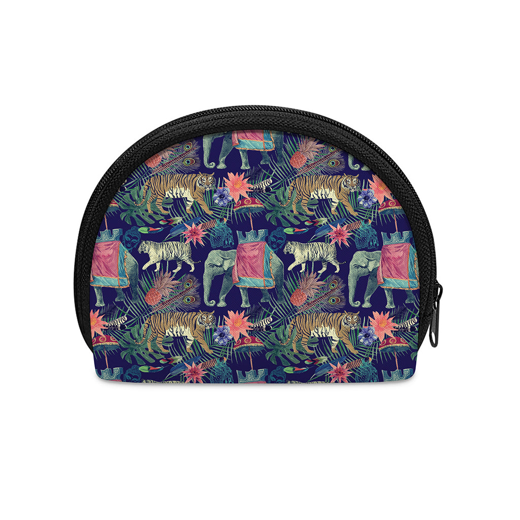 Asian Elephant And Tiger Print Coin Purse