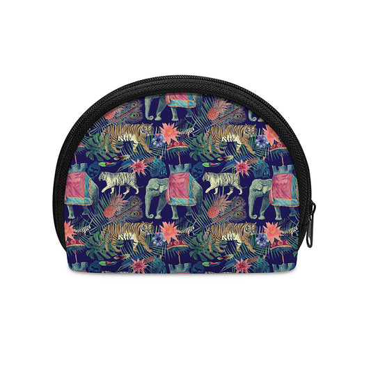 Asian Elephant And Tiger Print Coin Purse