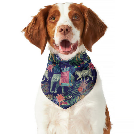 Asian Elephant And Tiger Print Dog Bandana