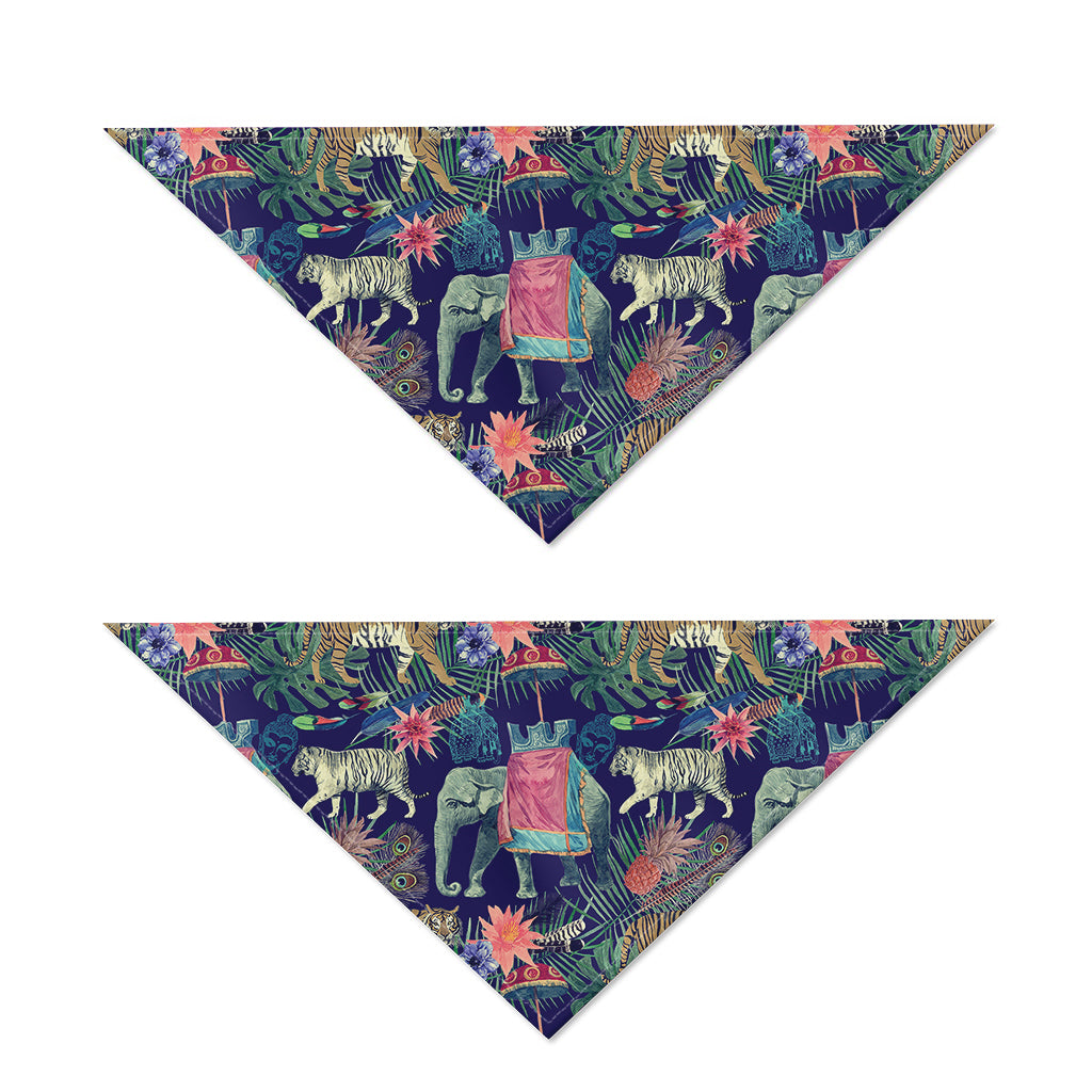 Asian Elephant And Tiger Print Dog Bandana