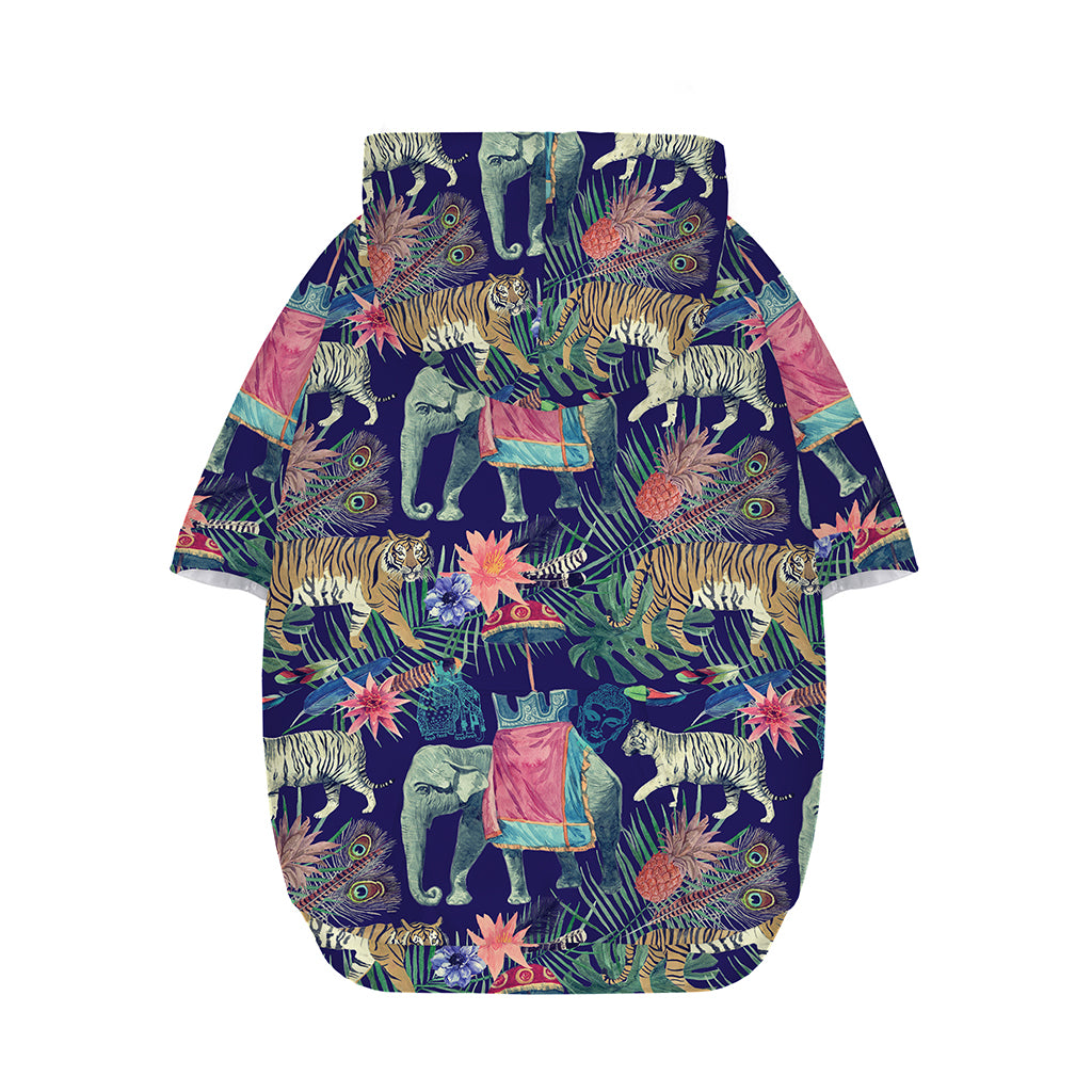 Asian Elephant And Tiger Print Dog Zip Up Hoodie