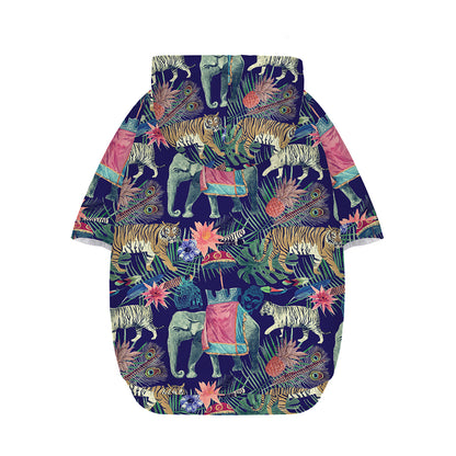 Asian Elephant And Tiger Print Dog Zip Up Hoodie