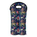 Asian Elephant And Tiger Print Double Neoprene Wine Tote