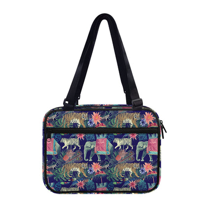 Asian Elephant And Tiger Print Double Strap Bible Bag