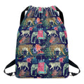 Asian Elephant And Tiger Print Drawstring Backpack
