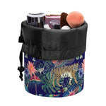 Asian Elephant And Tiger Print Drawstring Makeup Bag