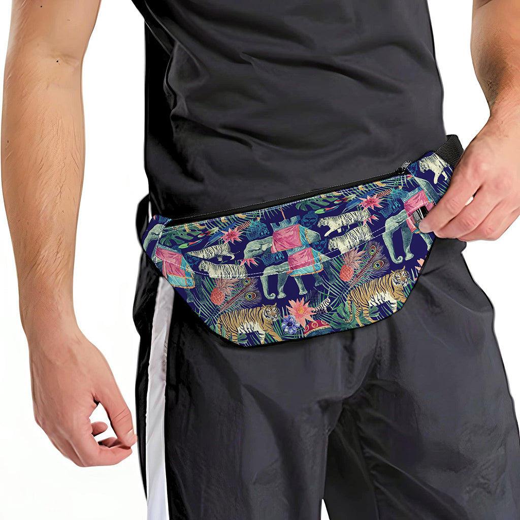 Asian Elephant And Tiger Print Fanny Pack
