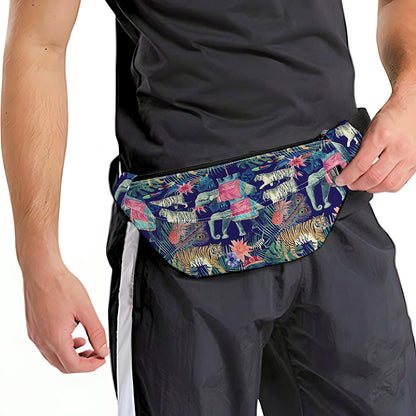 Asian Elephant And Tiger Print Fanny Pack