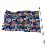 Asian Elephant And Tiger Print Flag