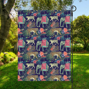 Asian Elephant And Tiger Print Garden Flag