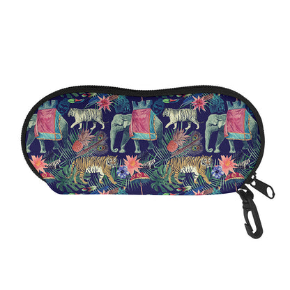 Asian Elephant And Tiger Print Glasses Case