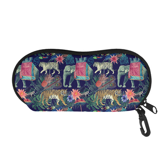 Asian Elephant And Tiger Print Glasses Case