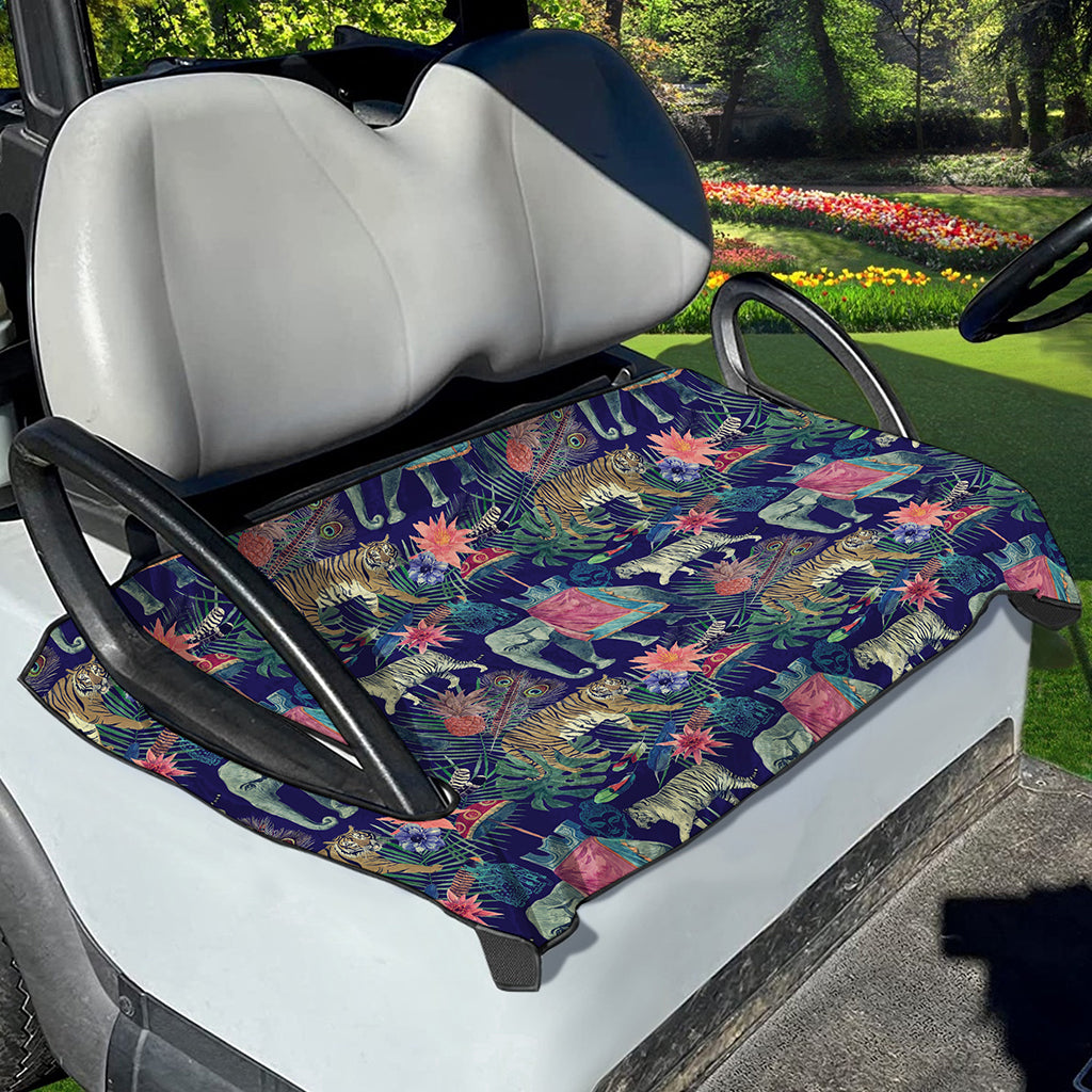 Asian Elephant And Tiger Print Golf Cart Seat Cover
