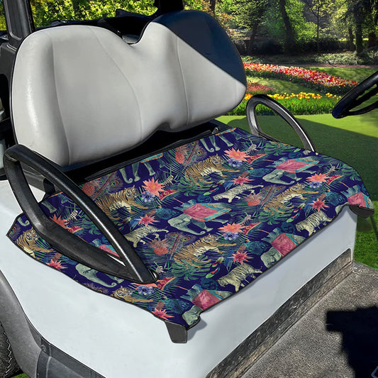 Asian Elephant And Tiger Print Golf Cart Seat Cover