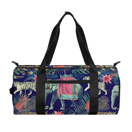 Asian Elephant And Tiger Print Gym Bag