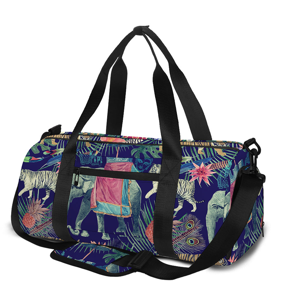 Asian Elephant And Tiger Print Gym Bag
