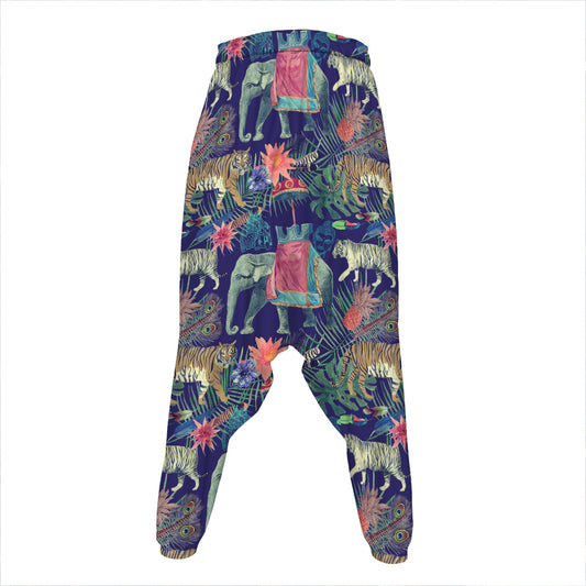 Asian Elephant And Tiger Print Hammer Pants