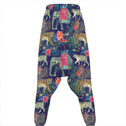 Asian Elephant And Tiger Print Hammer Pants