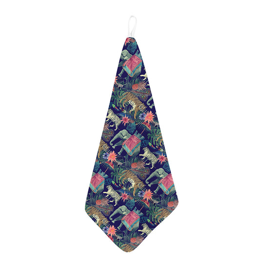 Asian Elephant And Tiger Print Hand Towel