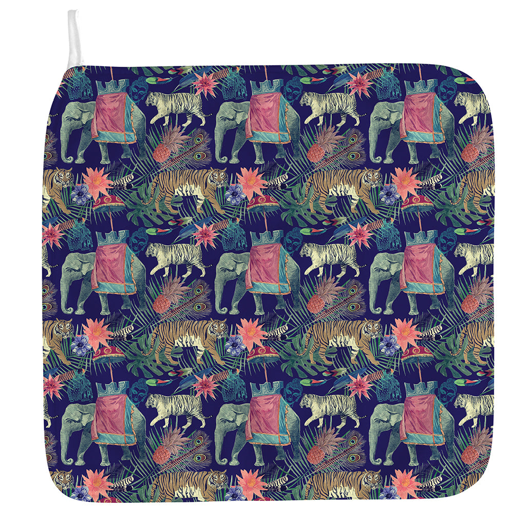 Asian Elephant And Tiger Print Hand Towel