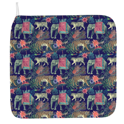 Asian Elephant And Tiger Print Hand Towel