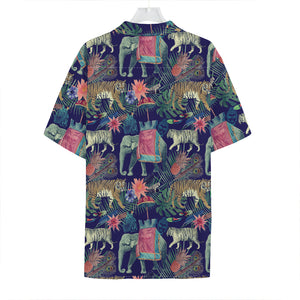 Asian Elephant And Tiger Print Hawaiian Shirt