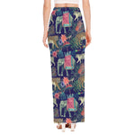Asian Elephant And Tiger Print High Slit Maxi Skirt