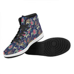 Asian Elephant And Tiger Print High Top Leather Sneakers