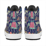 Asian Elephant And Tiger Print High Top Leather Sneakers