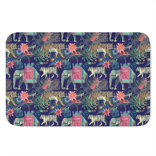 Asian Elephant And Tiger Print Indoor Door Mat