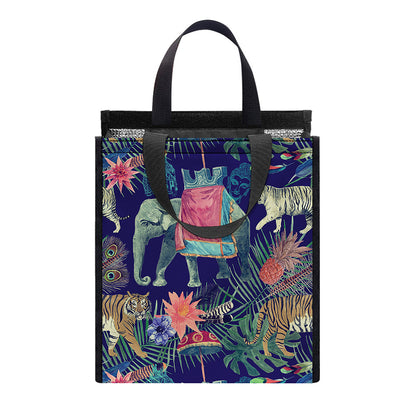 Asian Elephant And Tiger Print Insulated Lunch Tote
