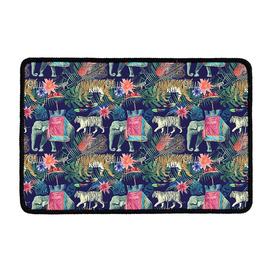 Asian Elephant And Tiger Print Kitchen Mat
