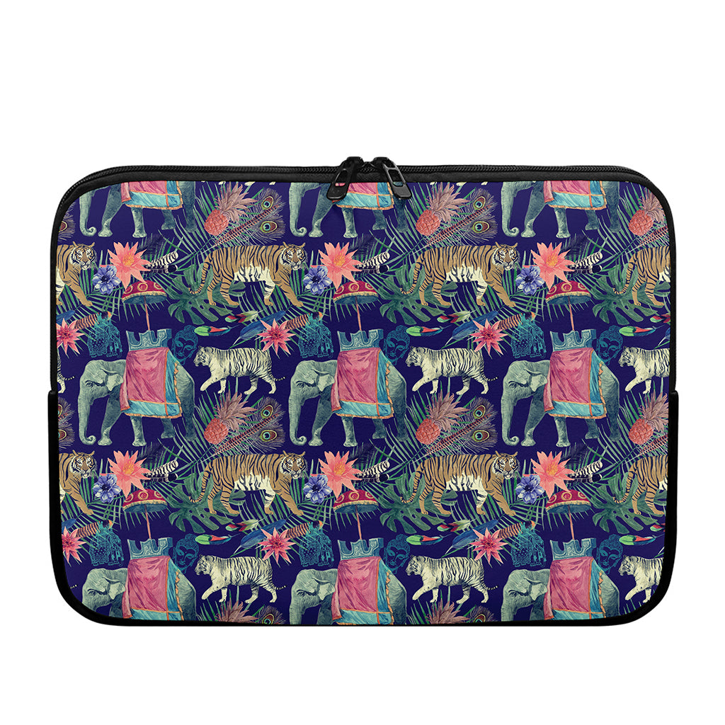 Asian Elephant And Tiger Print Laptop Sleeve