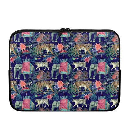 Asian Elephant And Tiger Print Laptop Sleeve