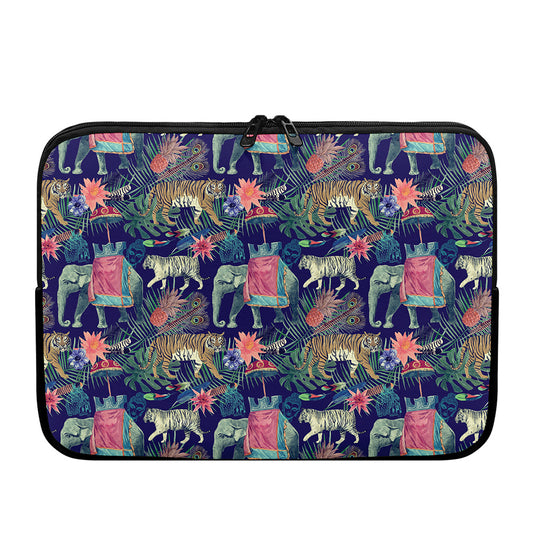 Asian Elephant And Tiger Print Laptop Sleeve