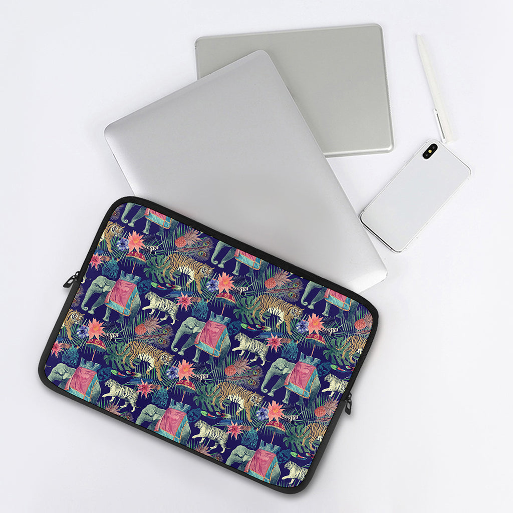 Asian Elephant And Tiger Print Laptop Sleeve