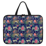 Asian Elephant And Tiger Print Laptop Sleeve With Handle
