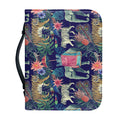 Asian Elephant And Tiger Print Leather Bible Cover