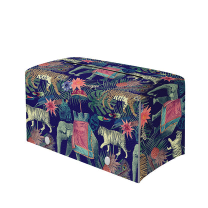 Asian Elephant And Tiger Print Leather Tissue Box Cover