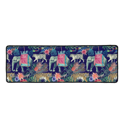 Asian Elephant And Tiger Print Long Kitchen Mat