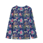 Asian Elephant And Tiger Print Long Sleeve Short Coat