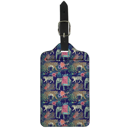 Asian Elephant And Tiger Print Luggage Tag