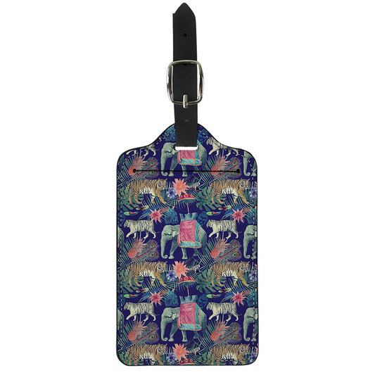 Asian Elephant And Tiger Print Luggage Tag