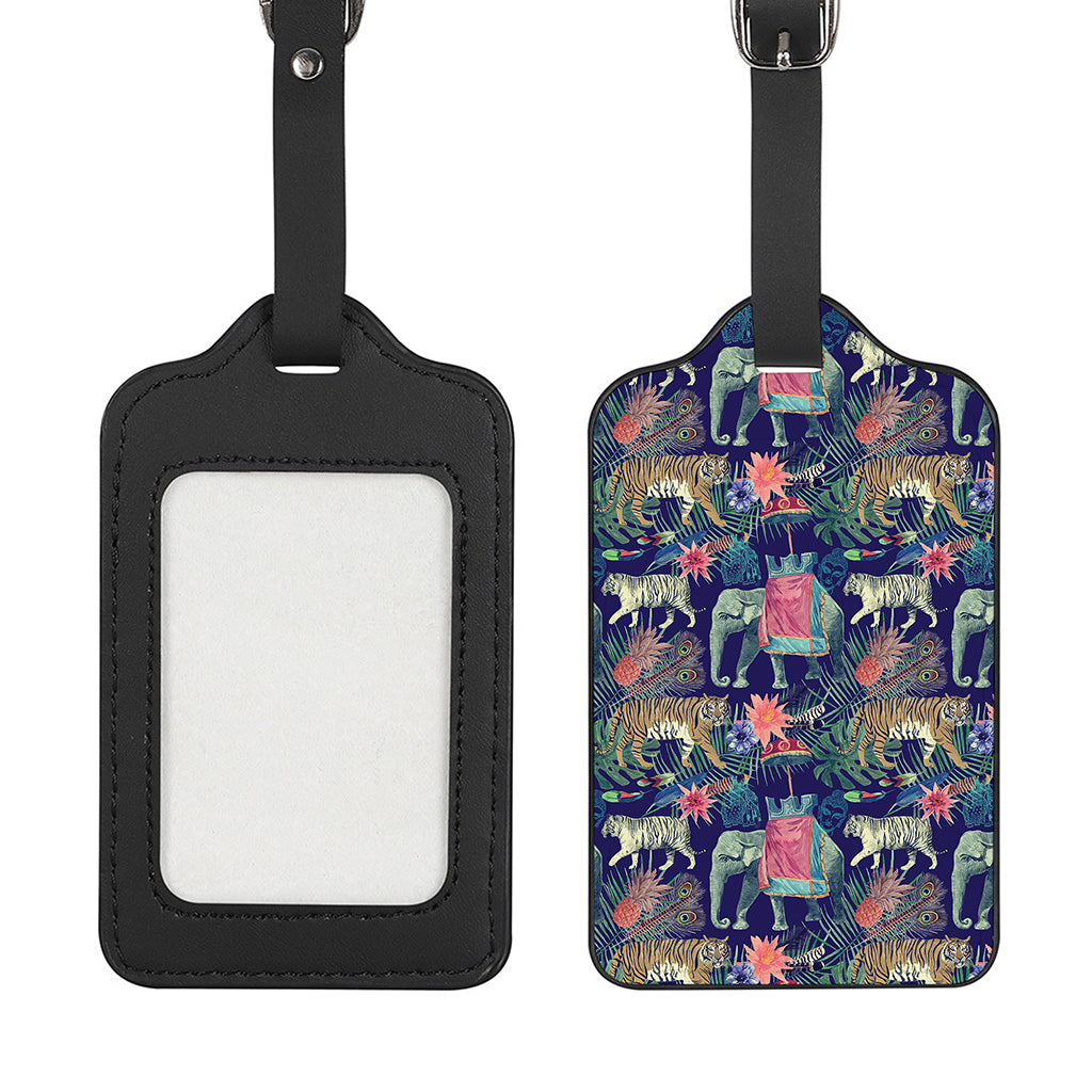 Asian Elephant And Tiger Print Luggage Tag