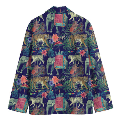 Asian Elephant And Tiger Print Men's Blazer