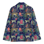 Asian Elephant And Tiger Print Men's Blazer